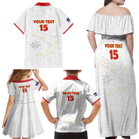 Custom Cape Verde Football Family Matching Off Shoulder Maxi Dress and Hawaiian Shirt Come On Tubaroes Azuis - White - Wonder Print Shop
