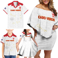 Custom Cape Verde Football Family Matching Off Shoulder Short Dress and Hawaiian Shirt Come On Tubaroes Azuis - White - Wonder Print Shop
