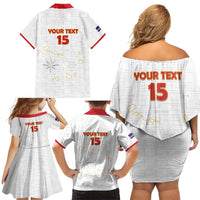 Custom Cape Verde Football Family Matching Off Shoulder Short Dress and Hawaiian Shirt Come On Tubaroes Azuis - White - Wonder Print Shop
