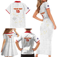 Custom Cape Verde Football Family Matching Short Sleeve Bodycon Dress and Hawaiian Shirt Come On Tubaroes Azuis - White - Wonder Print Shop