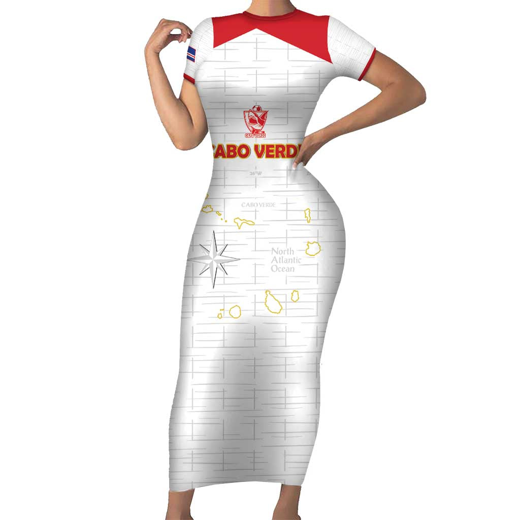 Custom Cape Verde Football Family Matching Short Sleeve Bodycon Dress and Hawaiian Shirt Come On Tubaroes Azuis - White - Wonder Print Shop
