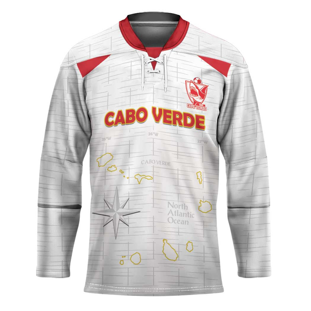 Custom Cape Verde Football Hockey Jersey Come On Tubaroes Azuis - White - Wonder Print Shop