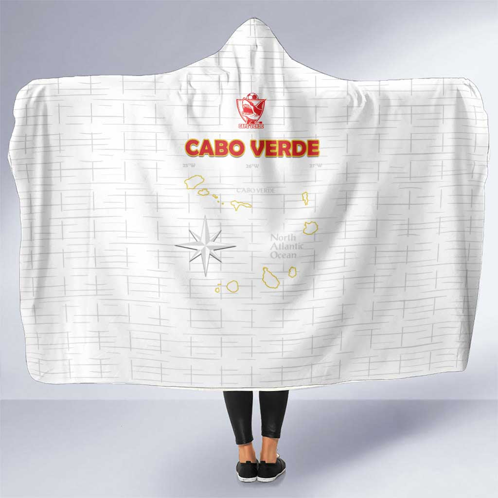 Cape Verde Football Hooded Blanket Come On Tubaroes Azuis - White - Wonder Print Shop