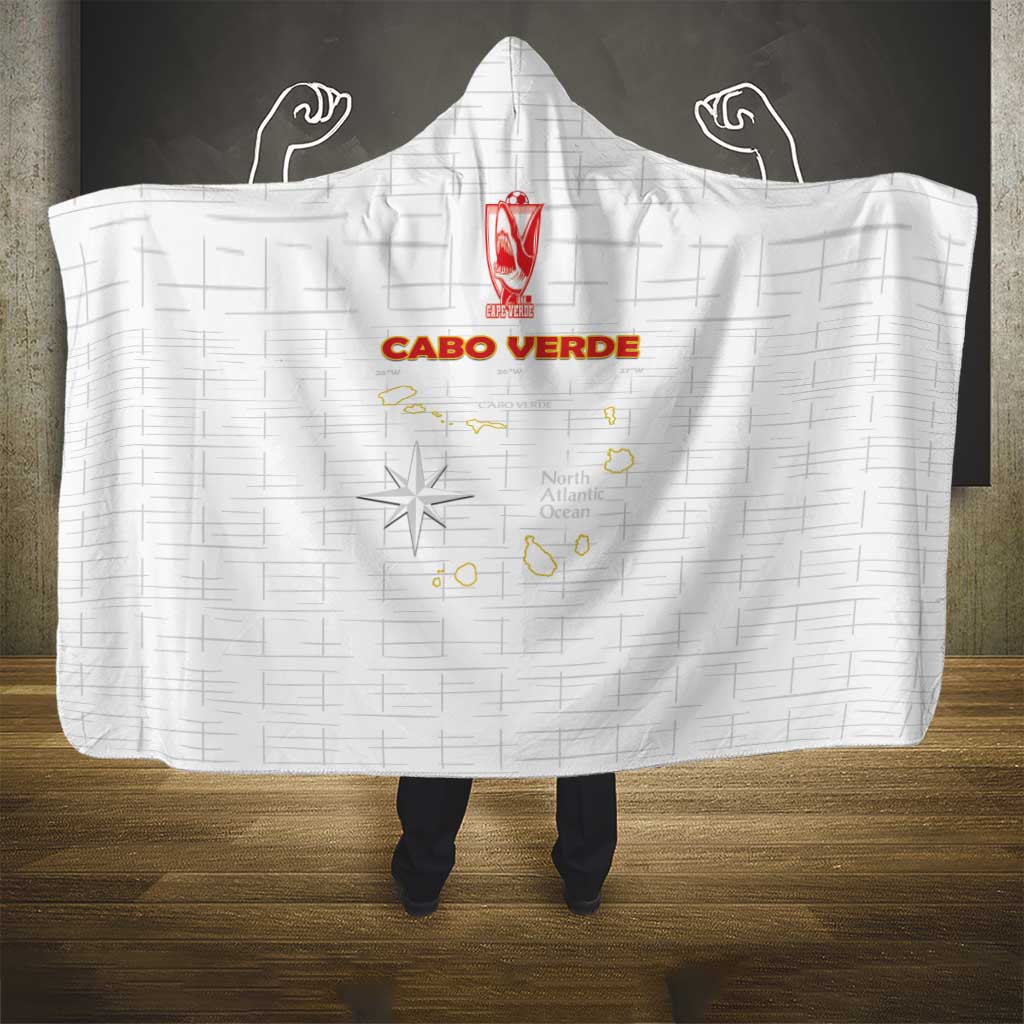 Cape Verde Football Hooded Blanket Come On Tubaroes Azuis - White - Wonder Print Shop