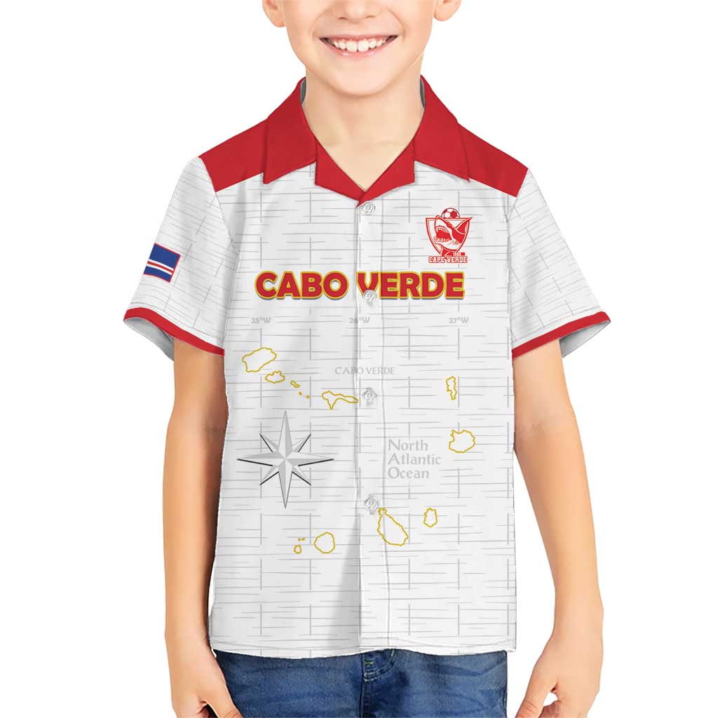 Custom Cape Verde Football Kid Hawaiian Shirt Come On Tubaroes Azuis - White - Wonder Print Shop