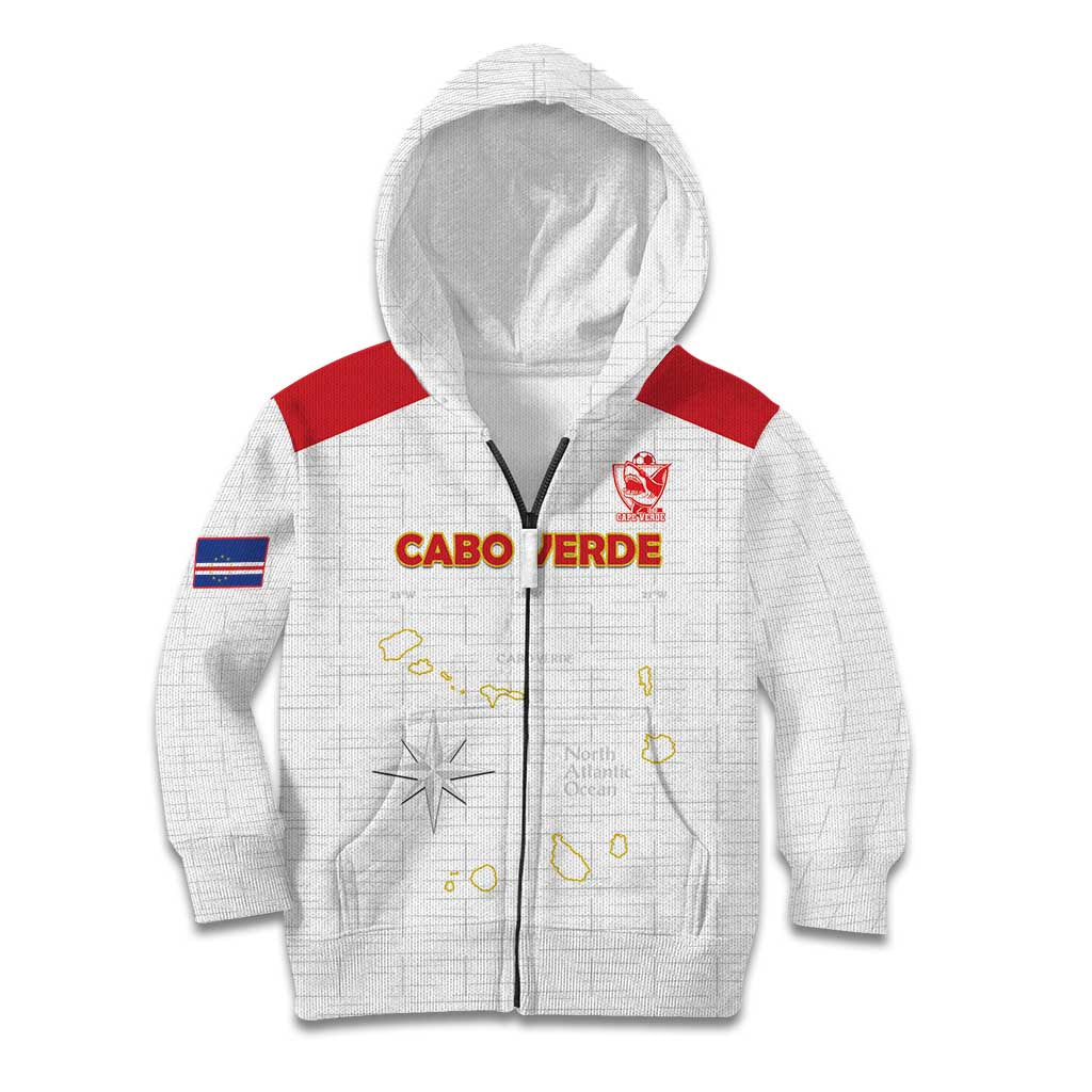 Custom Cape Verde Football Kid Hoodie Come On Tubaroes Azuis - White - Wonder Print Shop