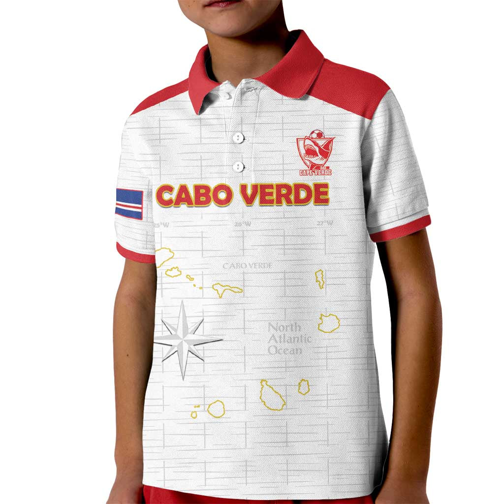 Custom Cape Verde Football Kid Polo Shirt Come On Tubaroes Azuis - White - Wonder Print Shop