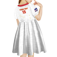 Custom Cape Verde Football Kid Short Sleeve Dress Come On Tubaroes Azuis - White - Wonder Print Shop