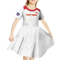 Custom Cape Verde Football Kid Short Sleeve Dress Come On Tubaroes Azuis - White - Wonder Print Shop