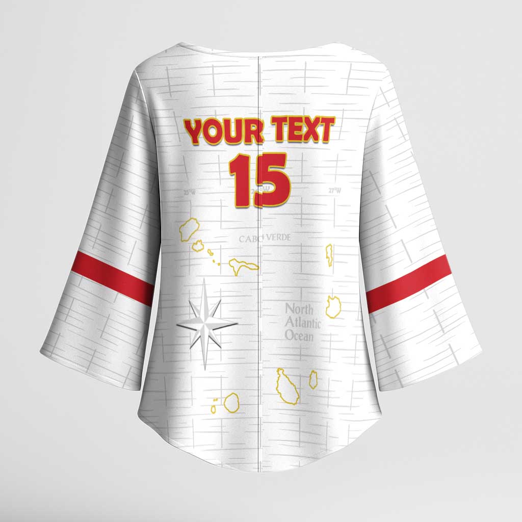Custom Cape Verde Football Kimono Sleeve Blouse Come On Tubaroes Azuis - White - Wonder Print Shop