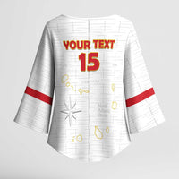 Custom Cape Verde Football Kimono Sleeve Blouse Come On Tubaroes Azuis - White - Wonder Print Shop