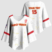 Custom Cape Verde Football Kimono Sleeve Blouse Come On Tubaroes Azuis - White - Wonder Print Shop