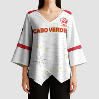 Custom Cape Verde Football Kimono Sleeve Blouse Come On Tubaroes Azuis - White - Wonder Print Shop