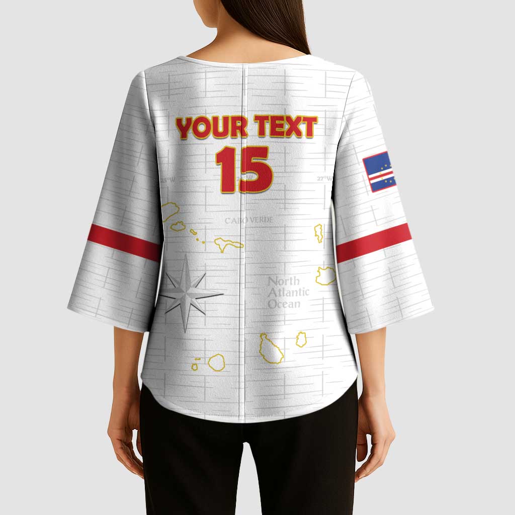 Custom Cape Verde Football Kimono Sleeve Blouse Come On Tubaroes Azuis - White - Wonder Print Shop