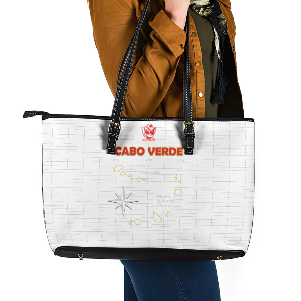 Cape Verde Football Leather Tote Bag Come On Tubaroes Azuis - White - Wonder Print Shop
