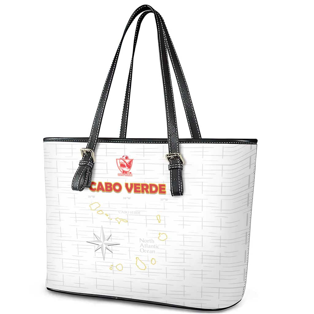 Cape Verde Football Leather Tote Bag Come On Tubaroes Azuis - White - Wonder Print Shop