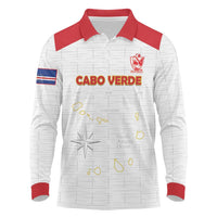 Custom Cape Verde Football Long Sleeve Polo Shirt Come On Tubaroes Azuis - White - Wonder Print Shop