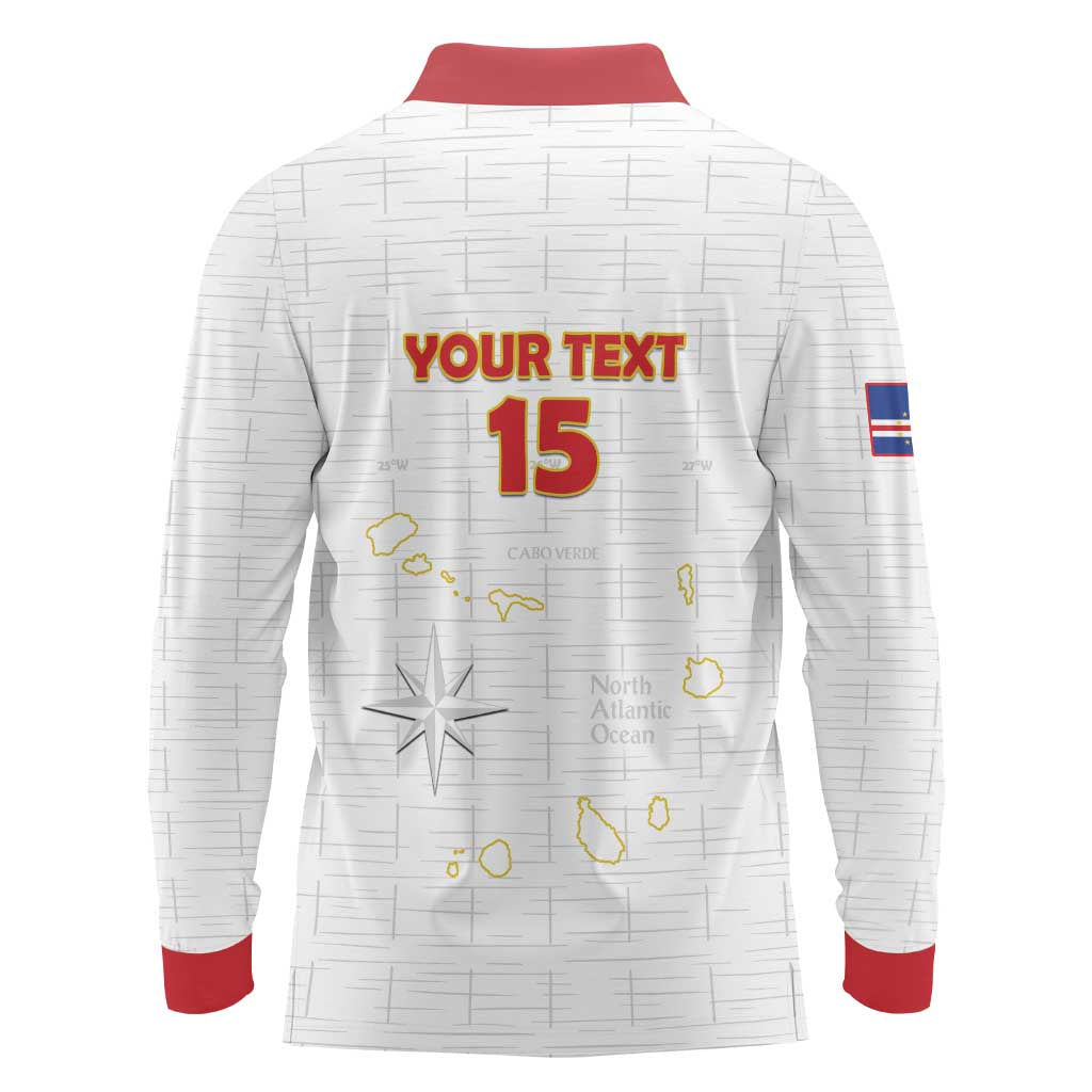 Custom Cape Verde Football Long Sleeve Polo Shirt Come On Tubaroes Azuis - White - Wonder Print Shop