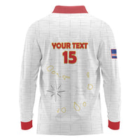 Custom Cape Verde Football Long Sleeve Polo Shirt Come On Tubaroes Azuis - White - Wonder Print Shop