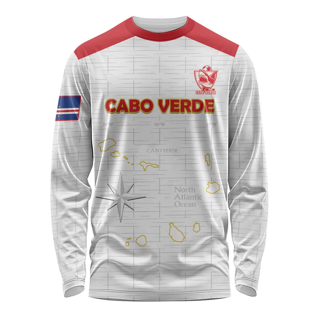 Custom Cape Verde Football Long Sleeve Shirt Come On Tubaroes Azuis - White - Wonder Print Shop