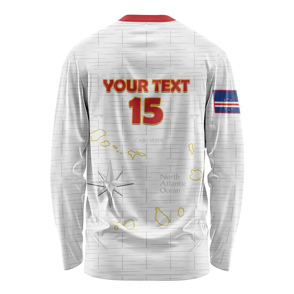 Custom Cape Verde Football Long Sleeve Shirt Come On Tubaroes Azuis - White - Wonder Print Shop