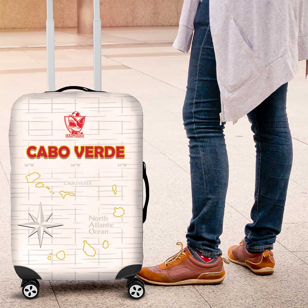 Cape Verde Football Luggage Cover Come On Tubaroes Azuis - White - Wonder Print Shop