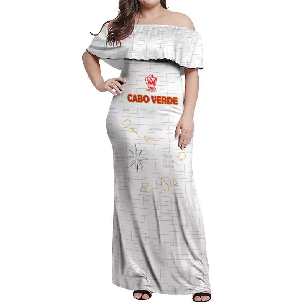 Custom Cape Verde Football Off Shoulder Maxi Dress Come On Tubaroes Azuis - White - Wonder Print Shop