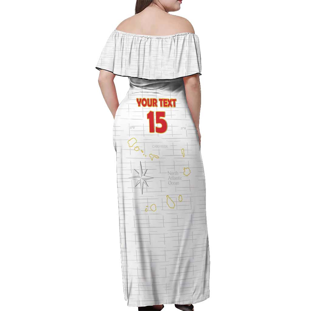 Custom Cape Verde Football Off Shoulder Maxi Dress Come On Tubaroes Azuis - White - Wonder Print Shop
