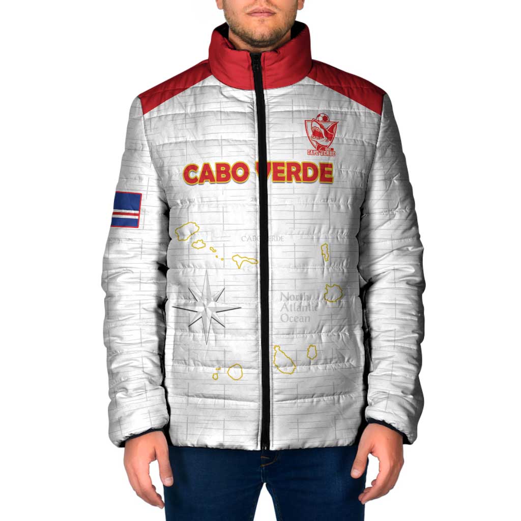 Custom Cape Verde Football Padded Jacket Come On Tubaroes Azuis - White - Wonder Print Shop