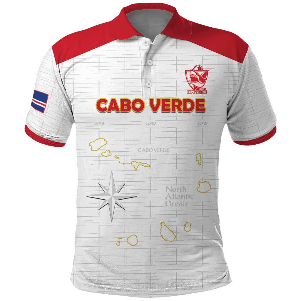 Custom Cape Verde Football Polo Shirt Come On Tubaroes Azuis - White - Wonder Print Shop
