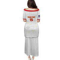 Custom Cape Verde Football Puletasi Come On Tubaroes Azuis - White - Wonder Print Shop