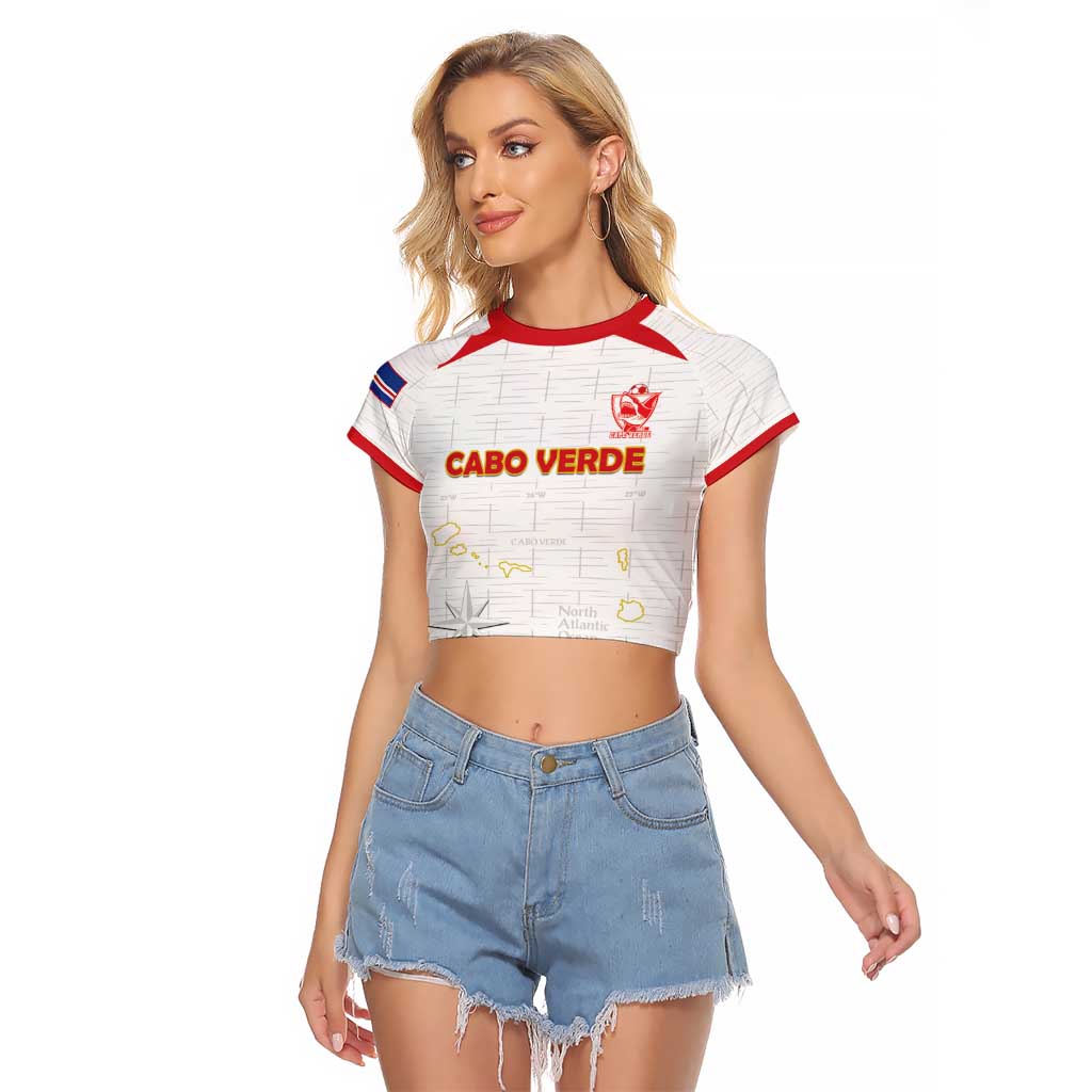 Custom Cape Verde Football Raglan Cropped T Shirt Come On Tubaroes Azuis - White - Wonder Print Shop