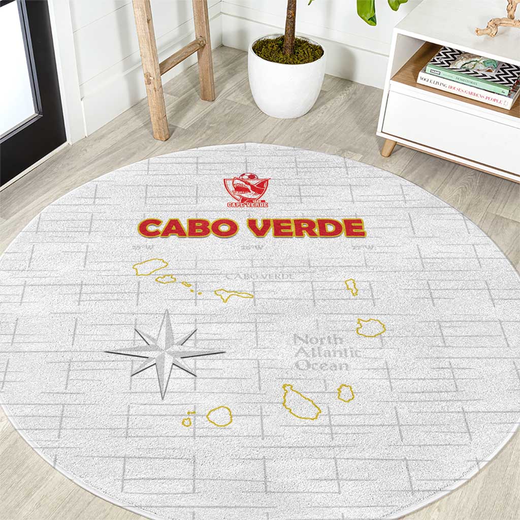 Cape Verde Football Round Carpet Come On Tubaroes Azuis - White - Wonder Print Shop