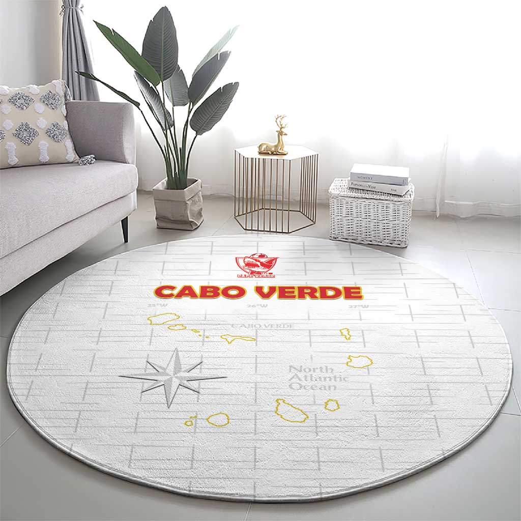 Cape Verde Football Round Carpet Come On Tubaroes Azuis - White - Wonder Print Shop