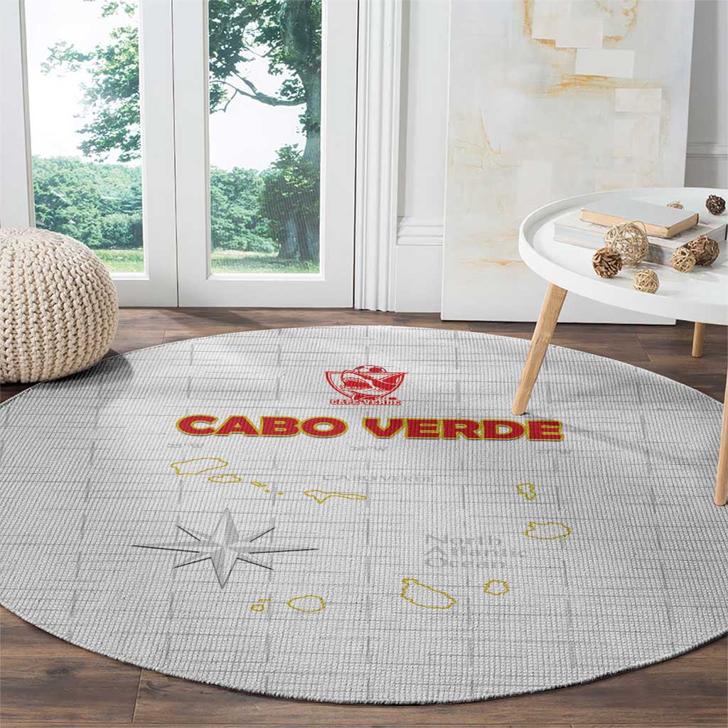 Cape Verde Football Round Carpet Come On Tubaroes Azuis - White - Wonder Print Shop