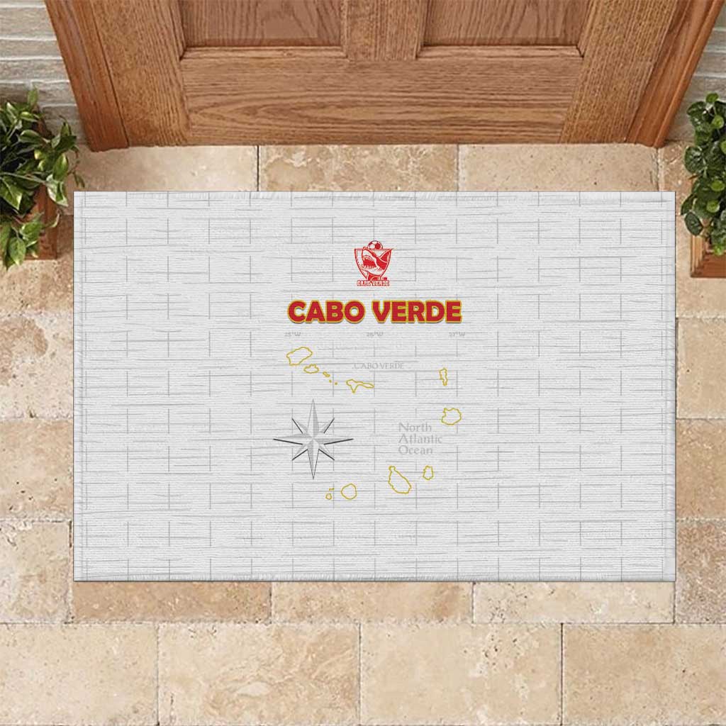 Cape Verde Football Rubber Doormat Come On Tubaroes Azuis - White - Wonder Print Shop