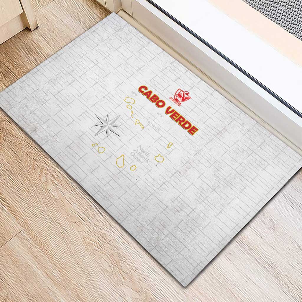 Cape Verde Football Rubber Doormat Come On Tubaroes Azuis - White - Wonder Print Shop