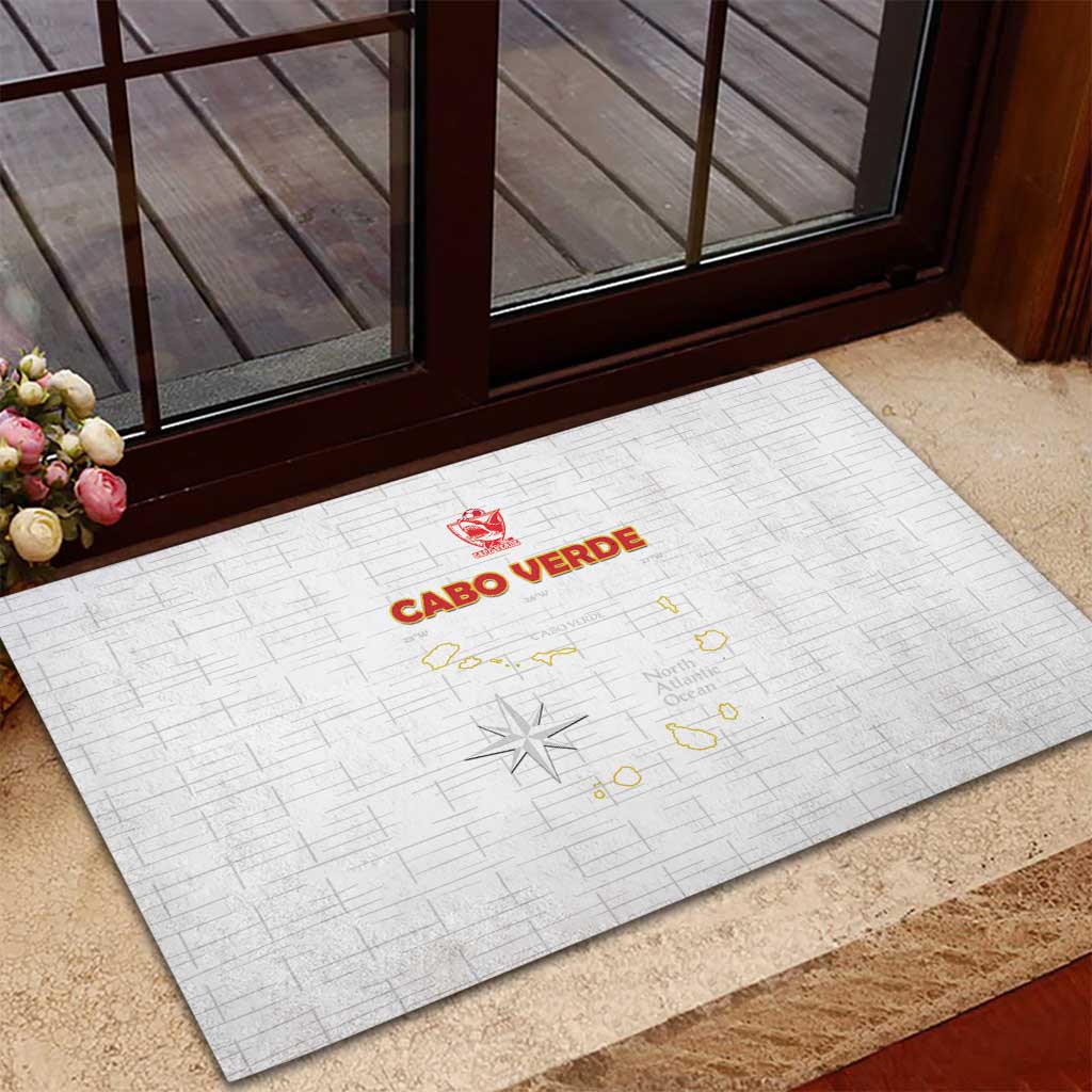 Cape Verde Football Rubber Doormat Come On Tubaroes Azuis - White - Wonder Print Shop