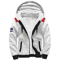 Custom Cape Verde Football Sherpa Hoodie Come On Tubaroes Azuis - White - Wonder Print Shop