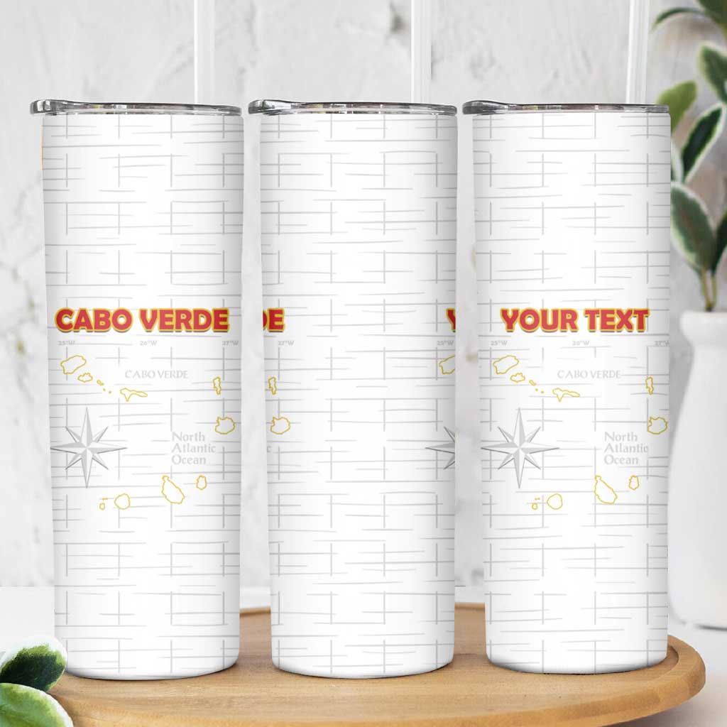 Custom Cape Verde Football Skinny Tumbler Come On Tubaroes Azuis - White - Wonder Print Shop