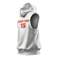 Custom Cape Verde Football Sleeveless Hoodie Come On Tubaroes Azuis - White - Wonder Print Shop