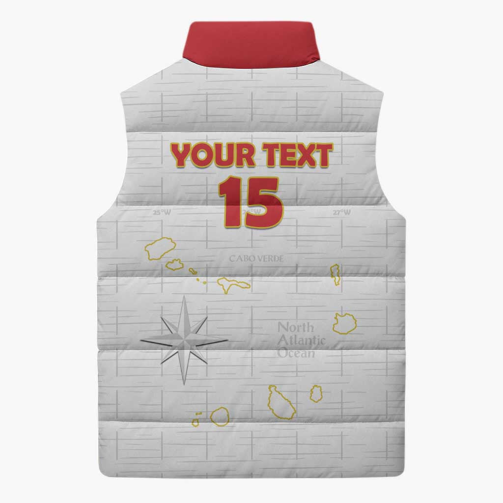 Custom Cape Verde Football Sleeveless Puffer Jacket Come On Tubaroes Azuis - White - Wonder Print Shop