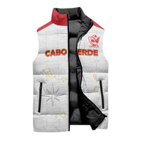 Custom Cape Verde Football Sleeveless Puffer Jacket Come On Tubaroes Azuis - White - Wonder Print Shop