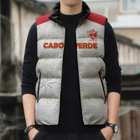 Custom Cape Verde Football Sleeveless Puffer Jacket Come On Tubaroes Azuis - White - Wonder Print Shop