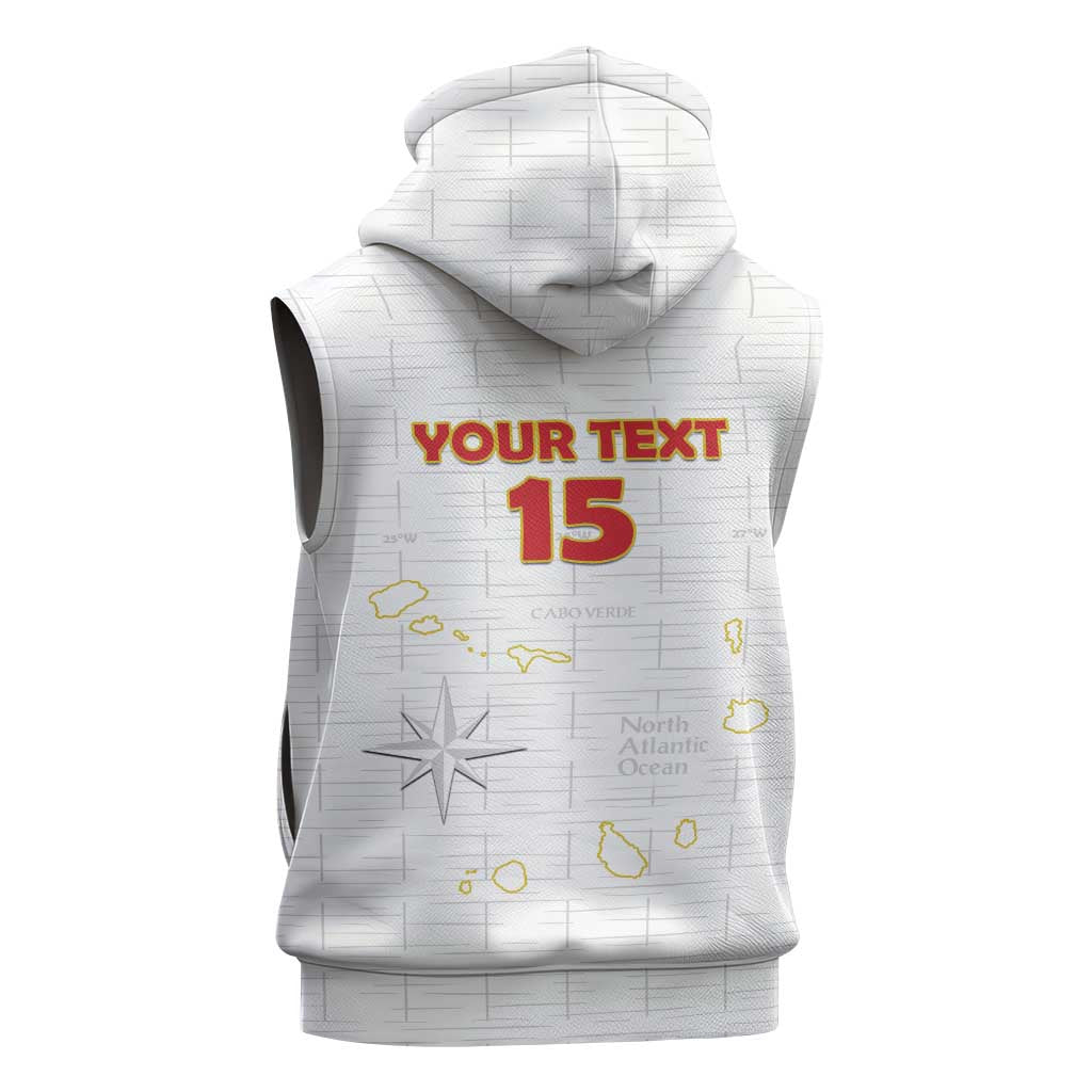 Custom Cape Verde Football Sleeveless Zip Hoodie Come On Tubaroes Azuis - White - Wonder Print Shop