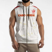 Custom Cape Verde Football Sleeveless Zip Hoodie Come On Tubaroes Azuis - White - Wonder Print Shop