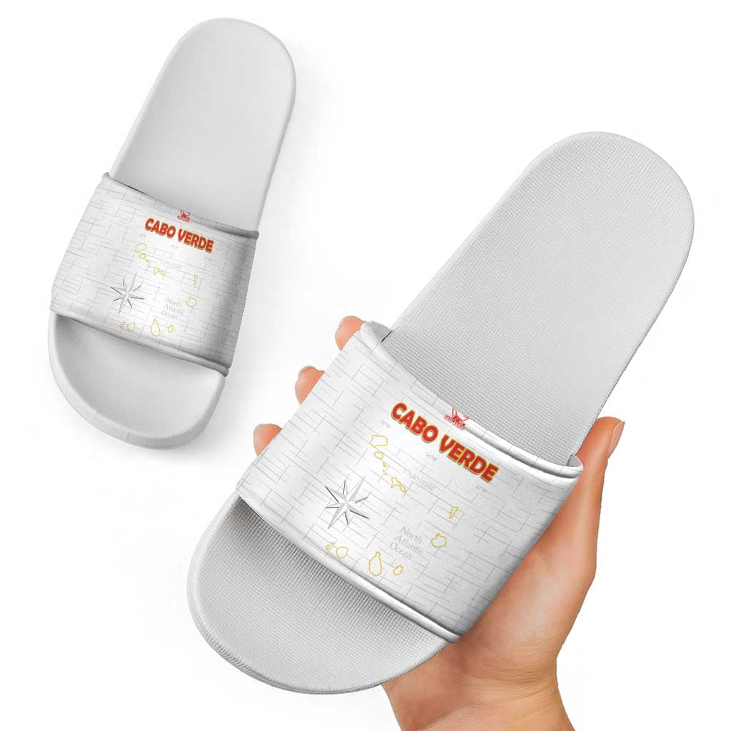 Cape Verde Football Slide Sandals Come On Tubaroes Azuis - White - Wonder Print Shop
