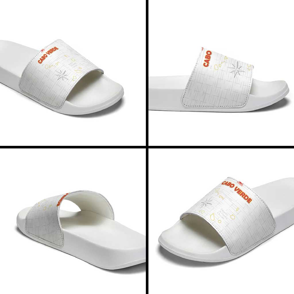 Cape Verde Football Slide Sandals Come On Tubaroes Azuis - White - Wonder Print Shop