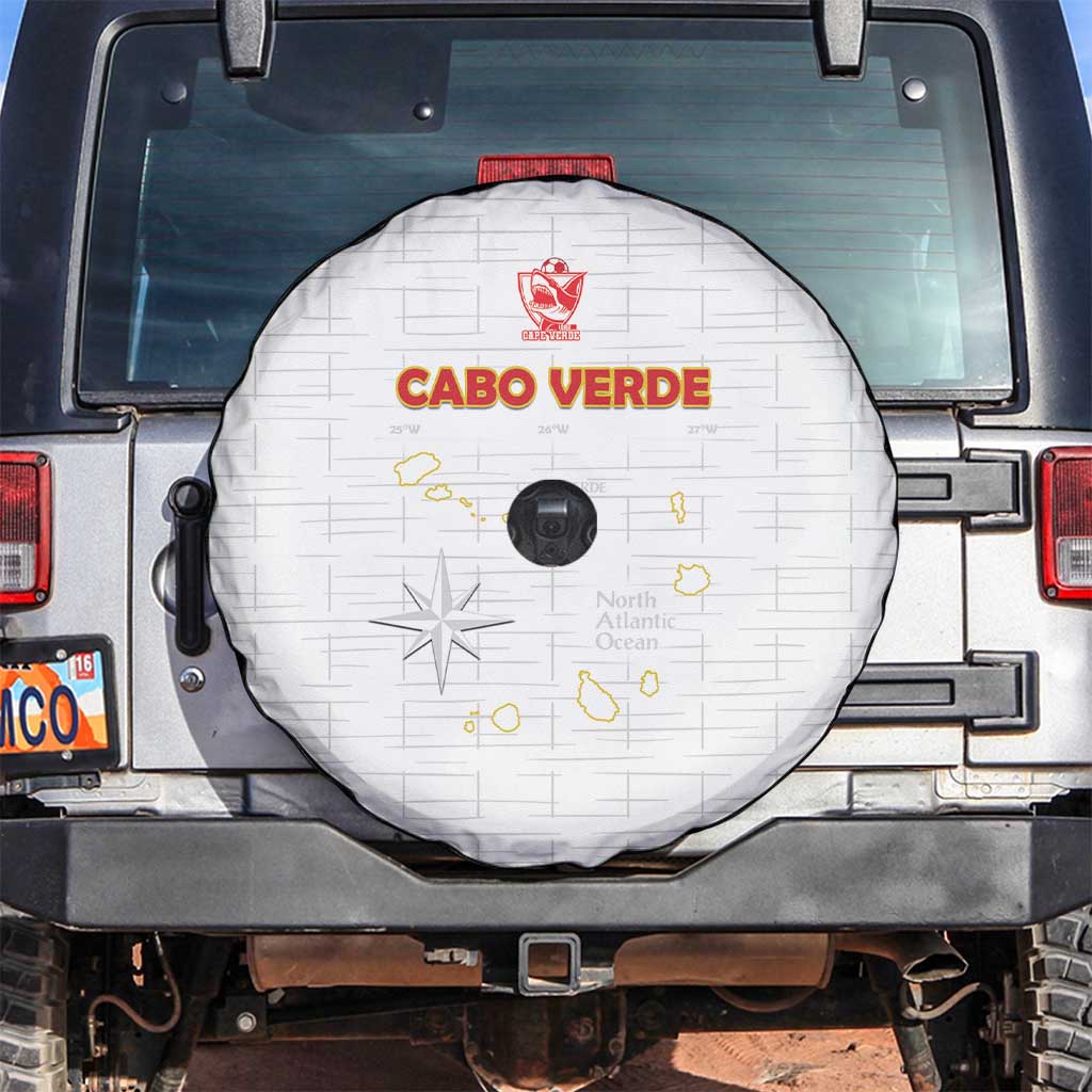 Cape Verde Football Spare Tire Cover Come On Tubaroes Azuis - White - Wonder Print Shop