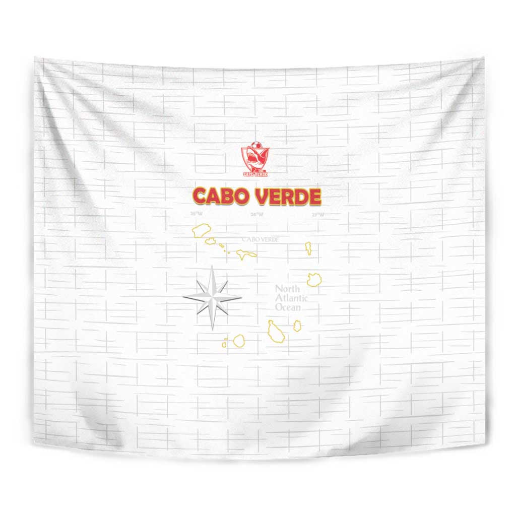 Cape Verde Football Tapestry Come On Tubaroes Azuis - White - Wonder Print Shop